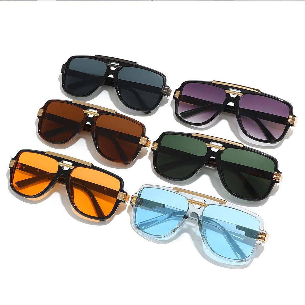 Trendy European-American Retro Square Frame Men's Metal Sunglasses