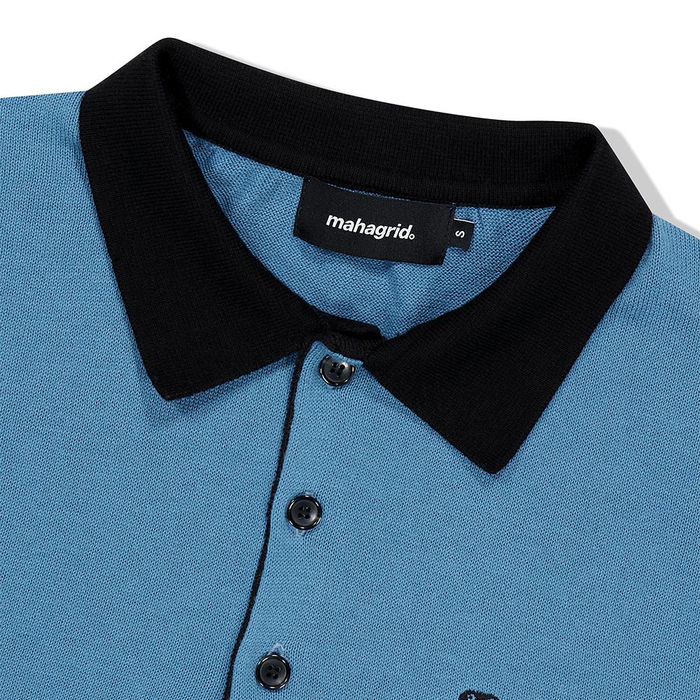 MAHAGRID Lion Ls Knit Polo Blue(Mg2Dsmk690A)