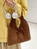Autumn Winter Red Knitted Shoulder Bags Women's Korean Style Large Capacity Bow Knot Underarm Bag Solid Color Versatile Handbags