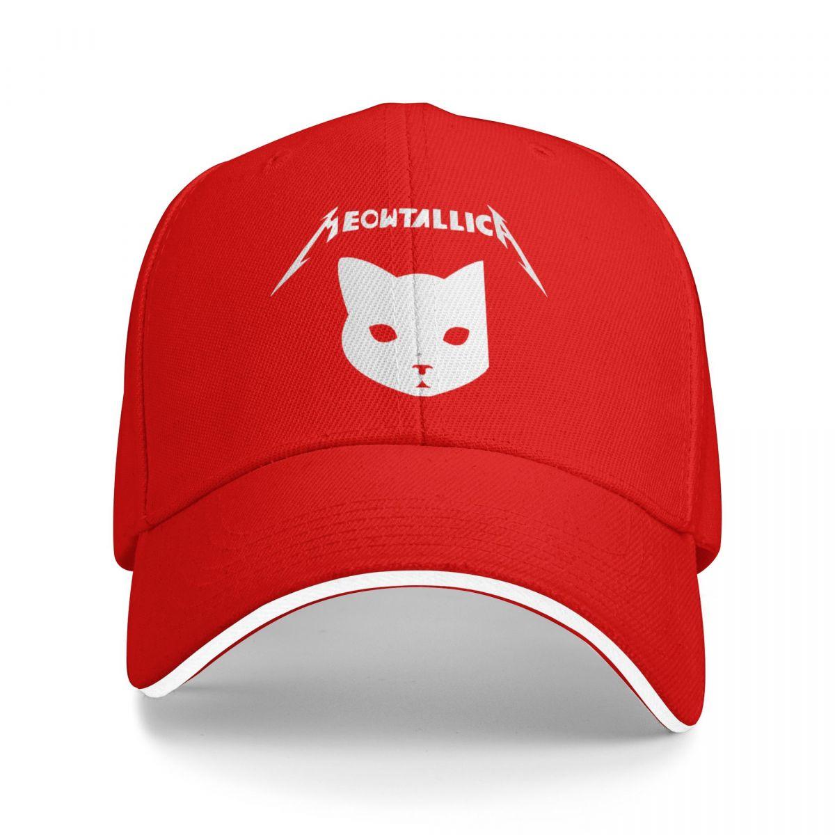 Meowtallica Rocking Black Cat Guitarist Baseball Caps Snapback Baseball Hats Breathable Casual Casquette for Men And Women One Size