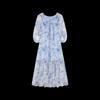 Mohan Yimei Raglan Sleeve Printed A-Line Midi Dress