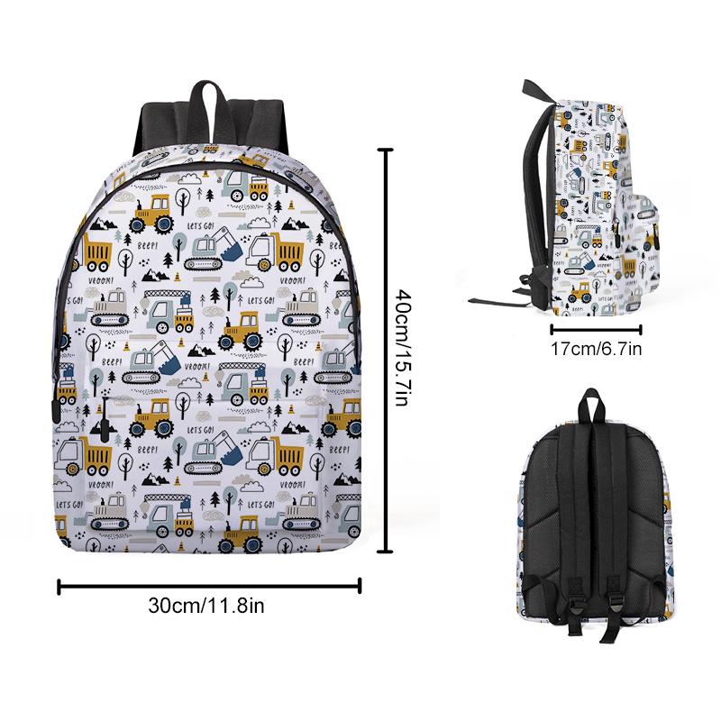 Colorful Car Pattern Airplane Bags for Boy and Girls Best Gifts Large Capacity 2D Flat Cartoon School Backpack for Children