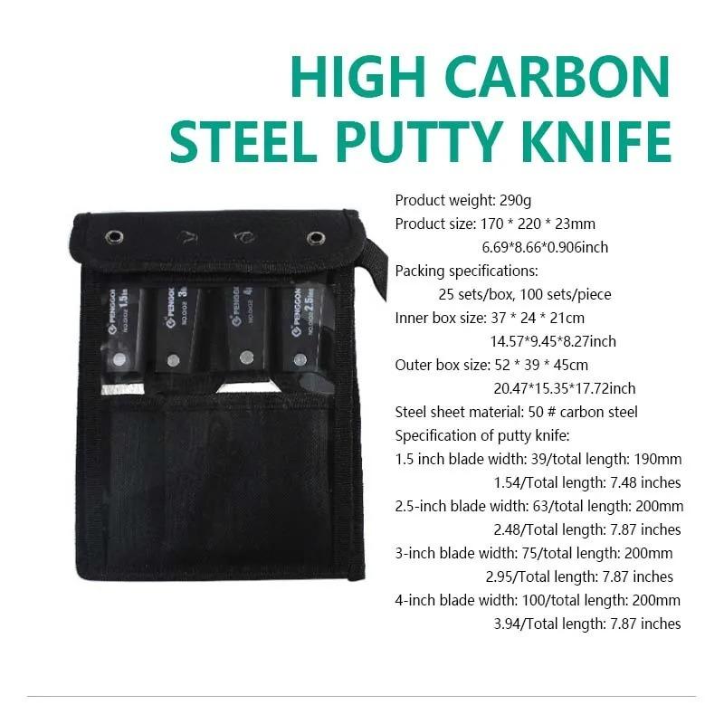 Stainless Steel Putty Knife, Thick Carbon Steel Scraper, Cement Shovel & Plastering Tool for Wall Repair
