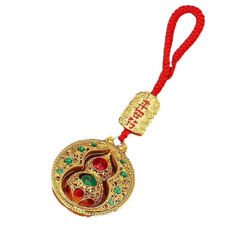 Gold Sand Zakiram Pendant: Wealth-Attracting Fortune Bag Keyring—Peace, Joy & Happiness Accessory