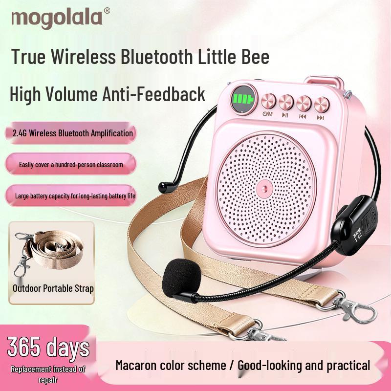 Little Bee Wireless Portable Teacher Microphone - Super Loud Bluetooth Loudspeaker