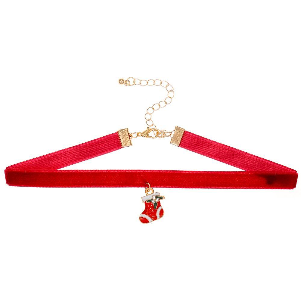 Cartoon Christmas Choker Clavicle Chain Cartoon Pendant Choker Velvet Collar Necklaces  Festival