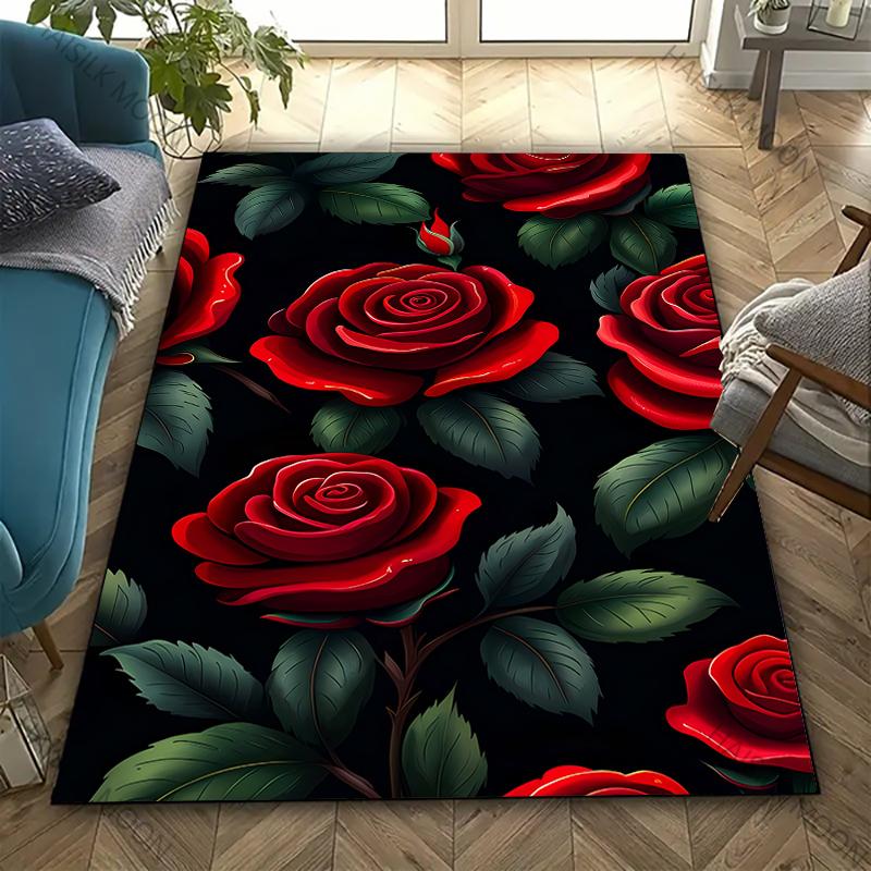 Blumen Thema Blaue Rose Pfingstrose Gedruckter Teppich Wohnzimmer Schlafzimmer Sofa Büro Große Fläche Dekorative Matte Kinder Spielteppiche Schönes Geschenk