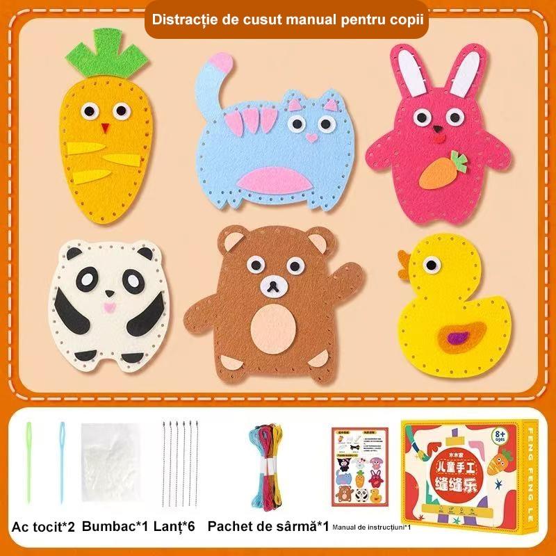 Educational Sewing Toys for Kids - Animal Canvas Puzzle, DIY Handmade Craft Kit for Beginners, Gift for Girls & Boys Ages 6+