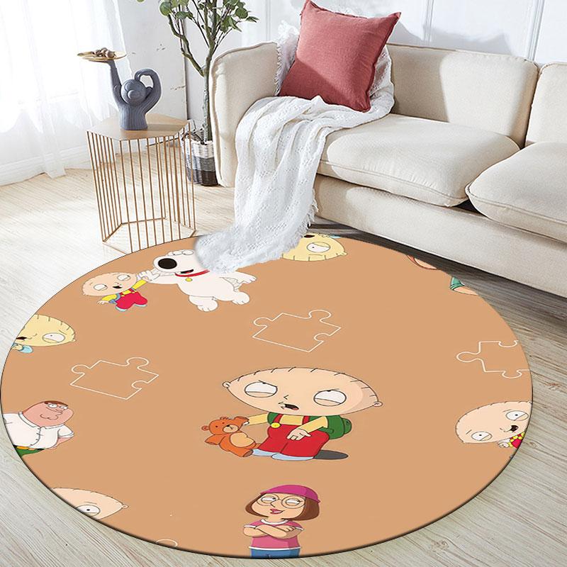Family Guy Cartoon Pattern Round rug,Carpet Rug for Living Room Bedroom Playroom ,Non-slip Floor Mat,Holiday Gifts and Birthday Gifts.
