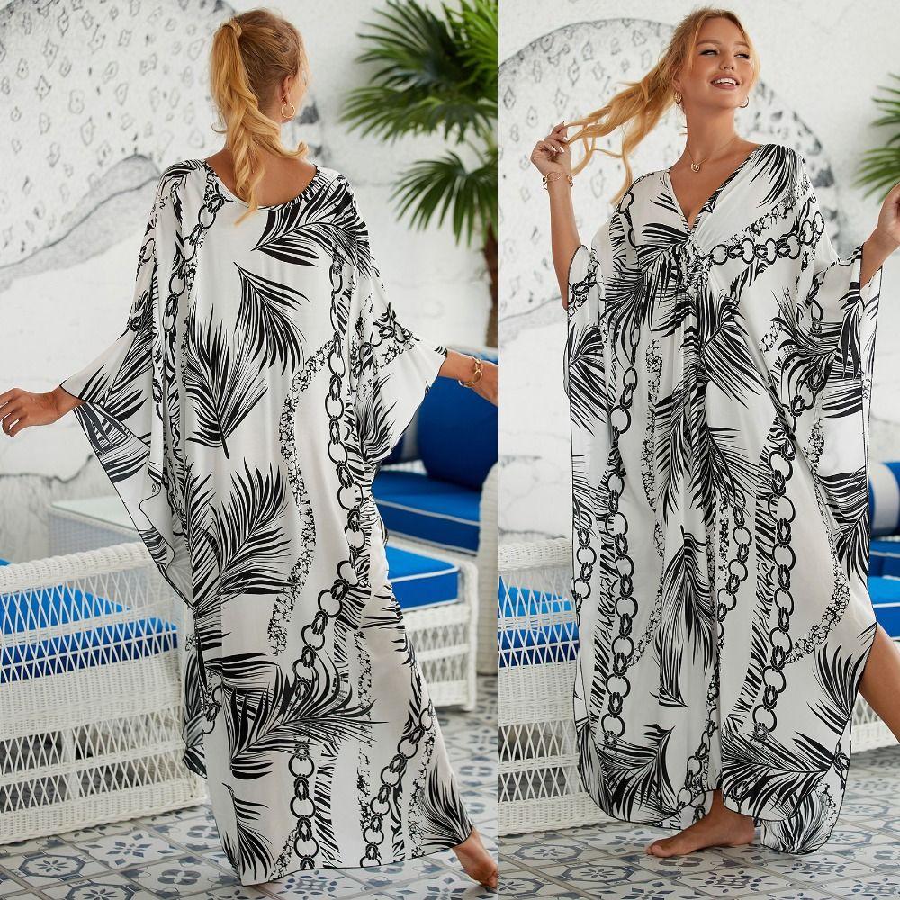 Oversized Bikini Cover-ups Boho Loose Maxi Dress Casual Long Dress Beachwear For Women