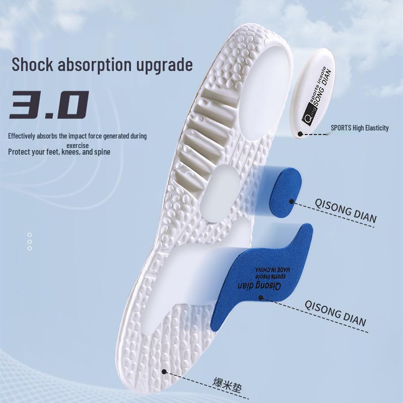 Sports Zoom Insole: High Elasticity, Shock Absorption, Sweat & Odor Control, Comfortable, Soft EVA Popcorn Height Boost.