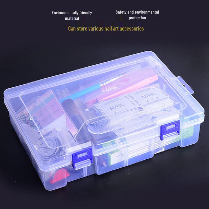 Nail Art Emery Board Storage: Large Rectangular Transparent Plastic Box