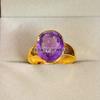 Amethyst Oval Cut With 925 Sterling Silver Gold Plated Ring For Men's #A669 JL375657078465