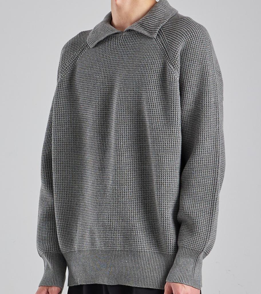 Beoteunseoul Wool Blend Heavy Open Collar Knit (Gray)