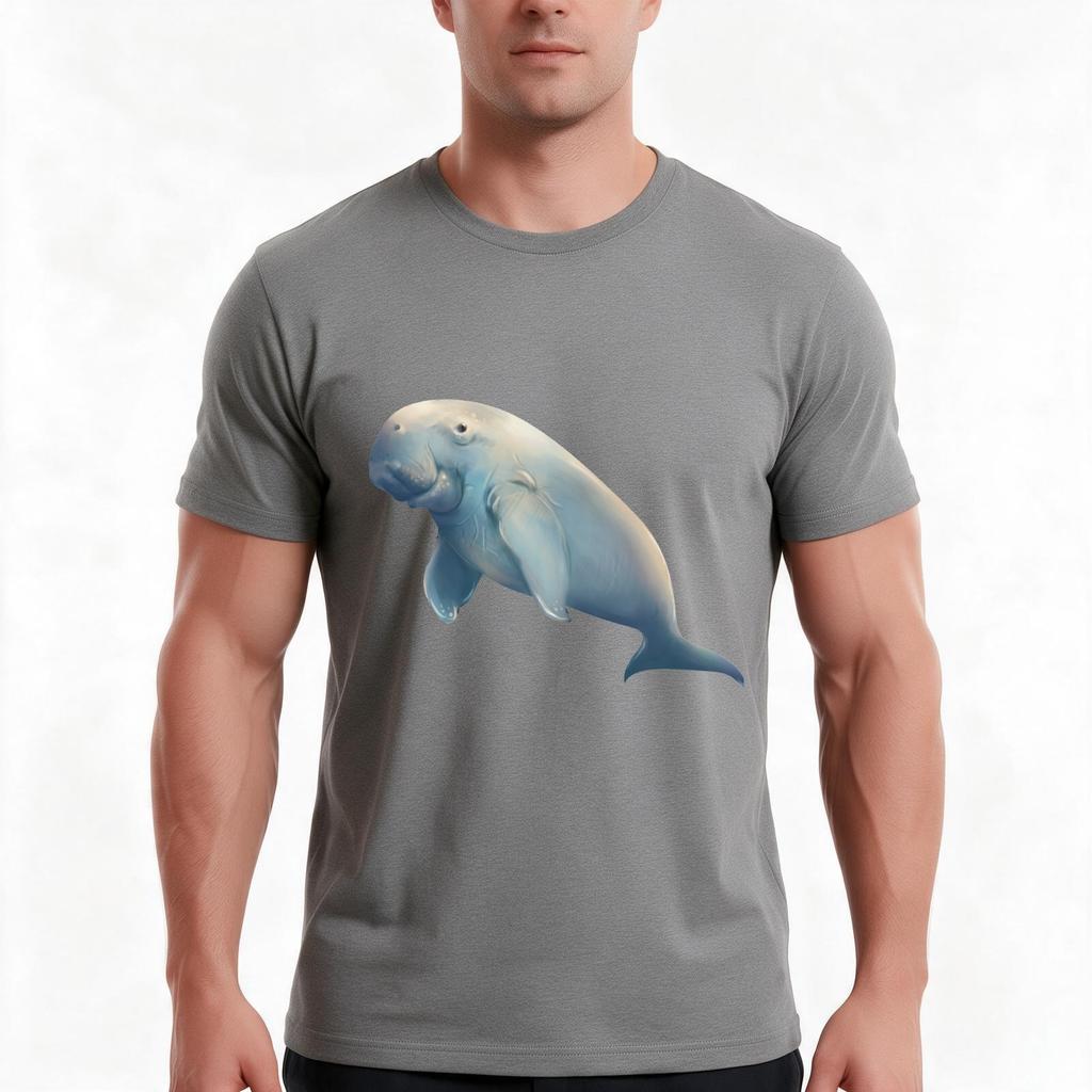 Dugong Tshirt Summer Casual Cotton Tee Oversized Streetwear Tops Vintage Graphic Print Loose Fit Short Sleeve 100 Cotton