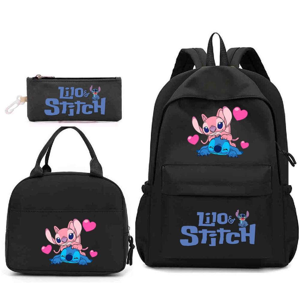 Large Capacity Schoolbag with Shoulder Strap; Student Three-piece Pencil Case Set