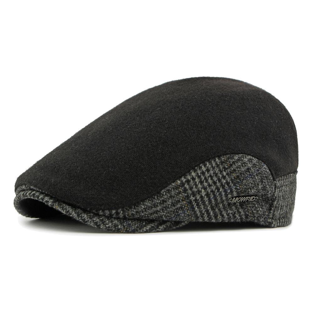 Autumn Winter Fleece Hat Men's Beret British Progressive Hat Retro Cap Woolen Hat