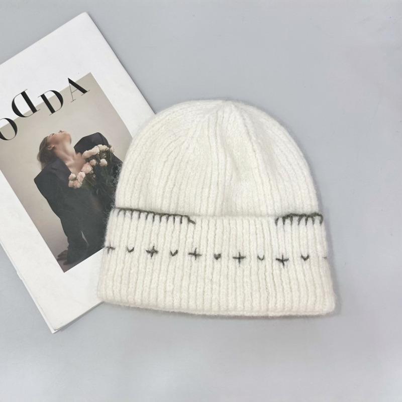 25 Early Autumn New Seam Edge Contrasting Wool Hat Women's New Versatile Cold Hat Knitted Sleeve