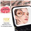 Travel Makeup Bag with Mirror of LED Lighted, with Adjustable Dividers, with Detachable 10x Magnifying Mirror