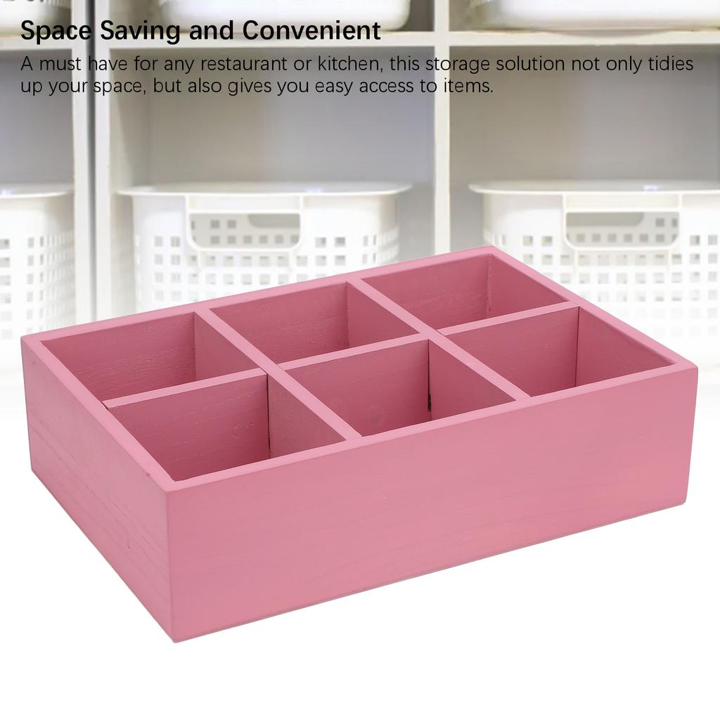 Coffee Station Organizer with Small Dividers Wooden Coffee Bar Accessories Storage Box for Countertop Decor Pink