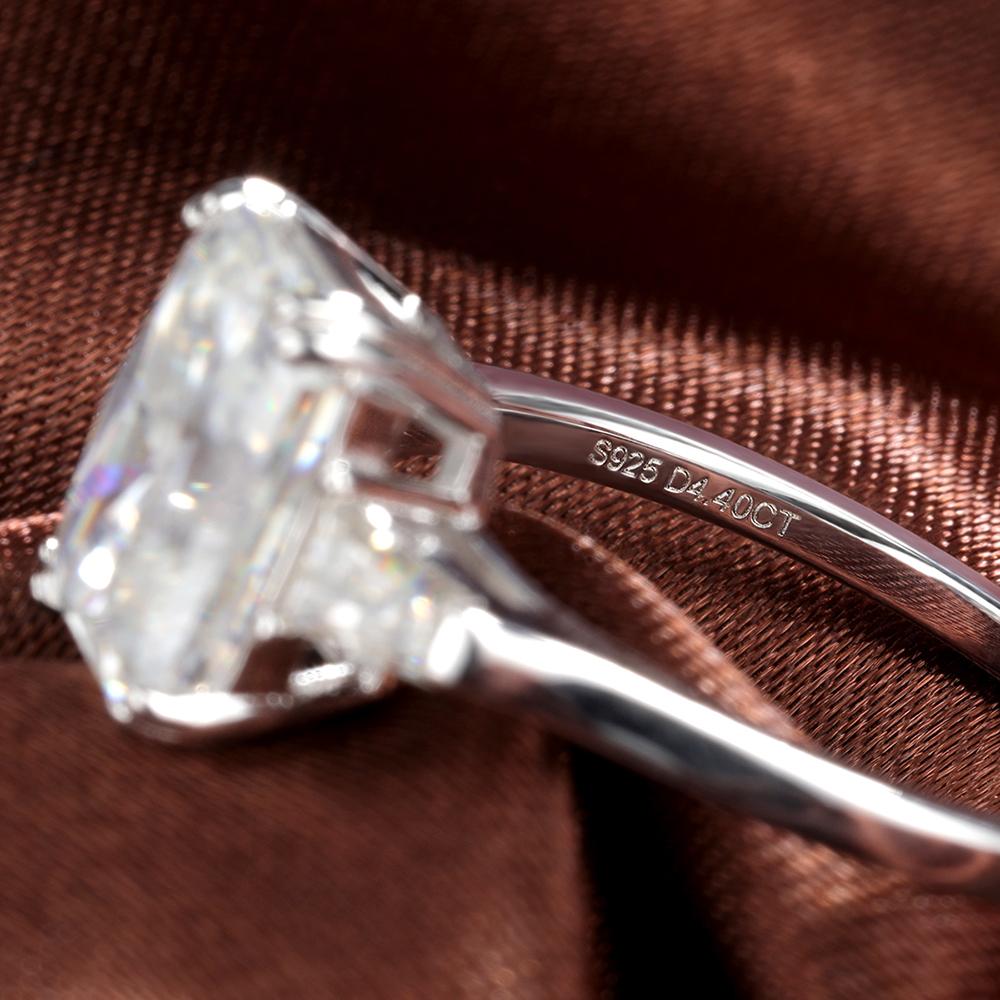 4 Carat Radiant Cut Moissanite Rings D Color Three Stone Diamond Engagement Ring Wedding Bands for Women CopperFine Jewelry