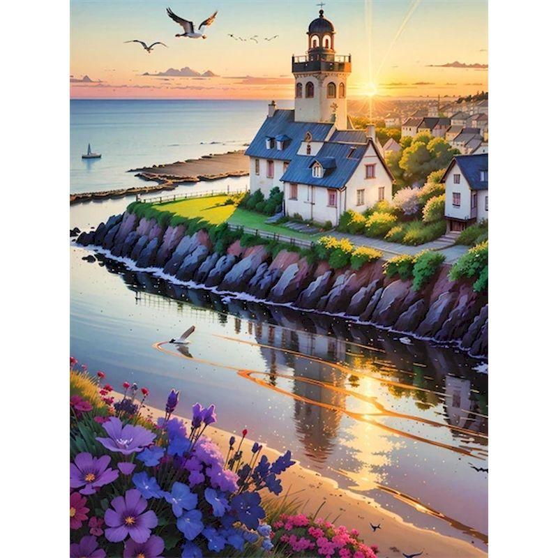 

GATYZTORY 40x50cm Painting By Numbers Handiwork Seaside Sunset Scenery Number Painting On Canvas Decorative Painting Gift Artwor 30x20cm no frame шоколадный