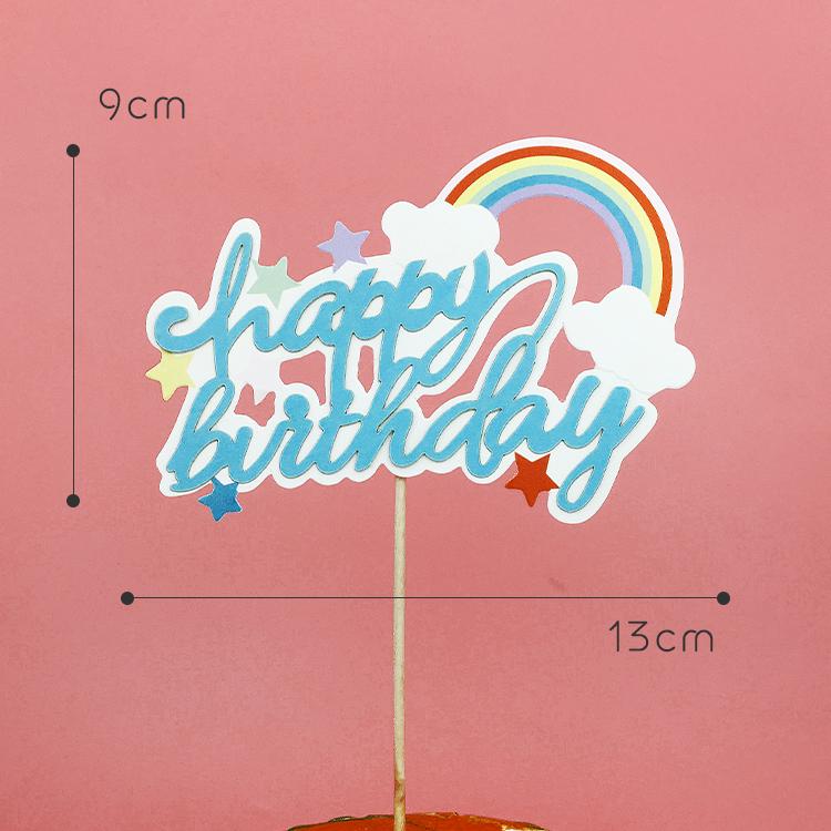 Happy Birthday Rainbow Cake Toppers: Stars, Clouds & Balloons