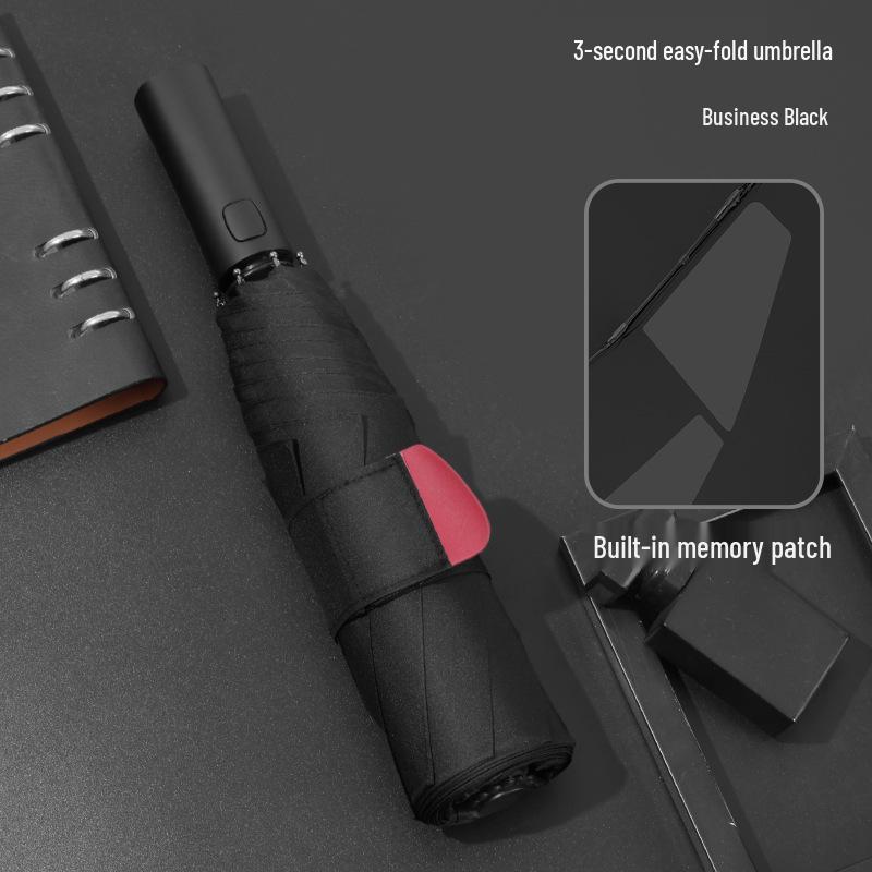 Black Magic Auto-Close Memory Umbrella: Compact, Foldable, Ideal for Business and Gifts