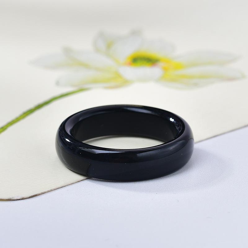 Ice-Type White Brazilian Agate Jade Ring Band