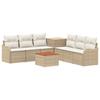 Sofa Set 8 Pcs Beige and Cream White Poly Rattan and Steel