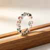 Colorful Diamond Square Waterdrop Elegantly Simple 925 Sterling Silver Jewelry Zircon Geometric Round Opening Rings 02901