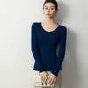 Mengyi Spring 18-Gauge Fine Wool U-Neck Slim Fit Women's Sweater