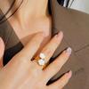 1 Piece Simple Stainless Steel Oil Drop Five Flower Ring Earrings Birthday Gift for Mom and Friends Various Occasions