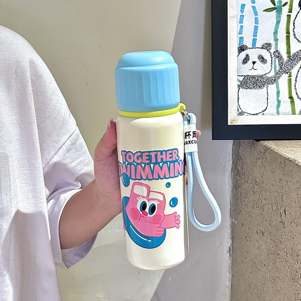 New Cute Graffiti Thermos Cup High Value Girls Large Capacity Children's Kettle Will Carry Rope Tea Water Cup