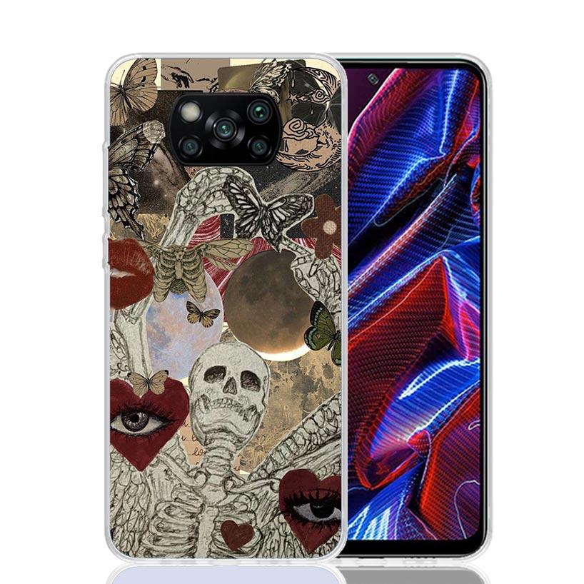 

Retro Skull Butterfly Phone Case For Xiaomi Poco F7 Ultra X7 X6 Pro X5 Redmi 15 15C 13 13C 12 12C 10 10A 10C 9 9A 9C 9T Shell Po Redmi 9