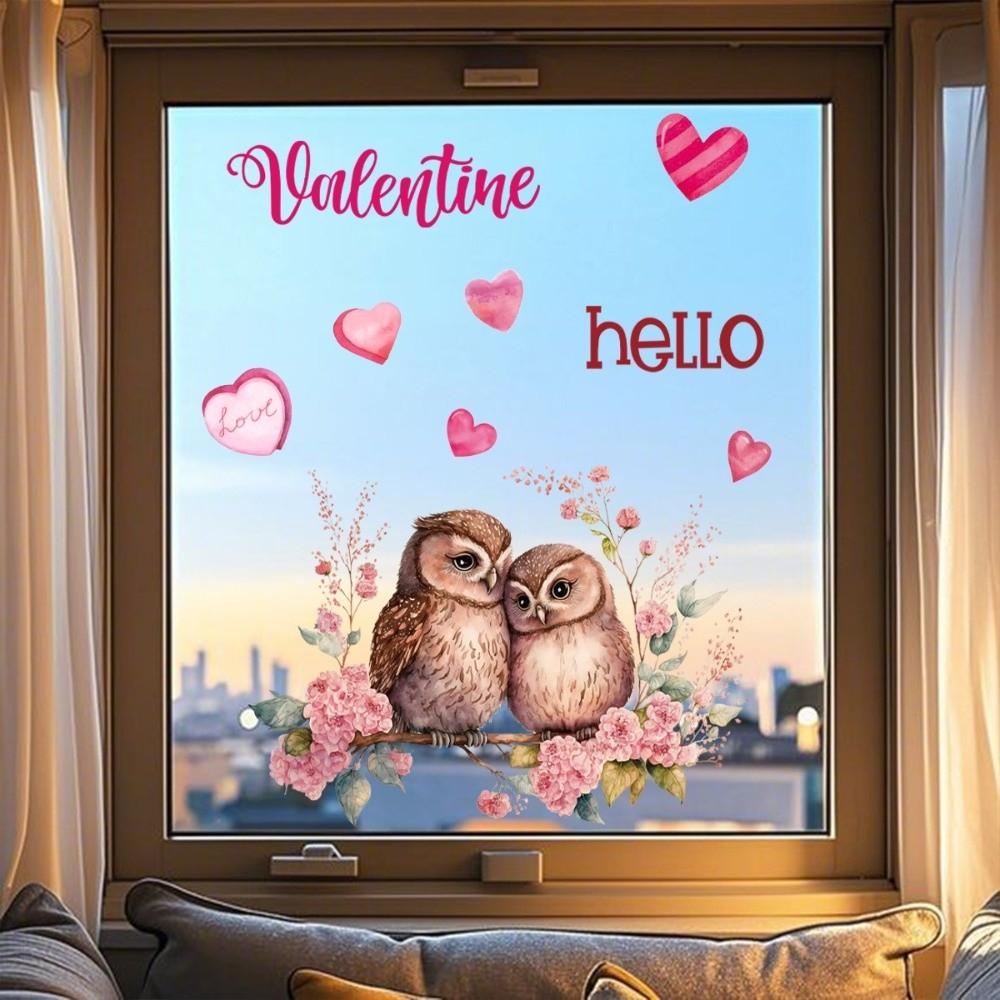 PVC Valentine's Day Window Stickers Love Heart Balloon Shape Creative Decorative Love Heart Window Decals Removable Static