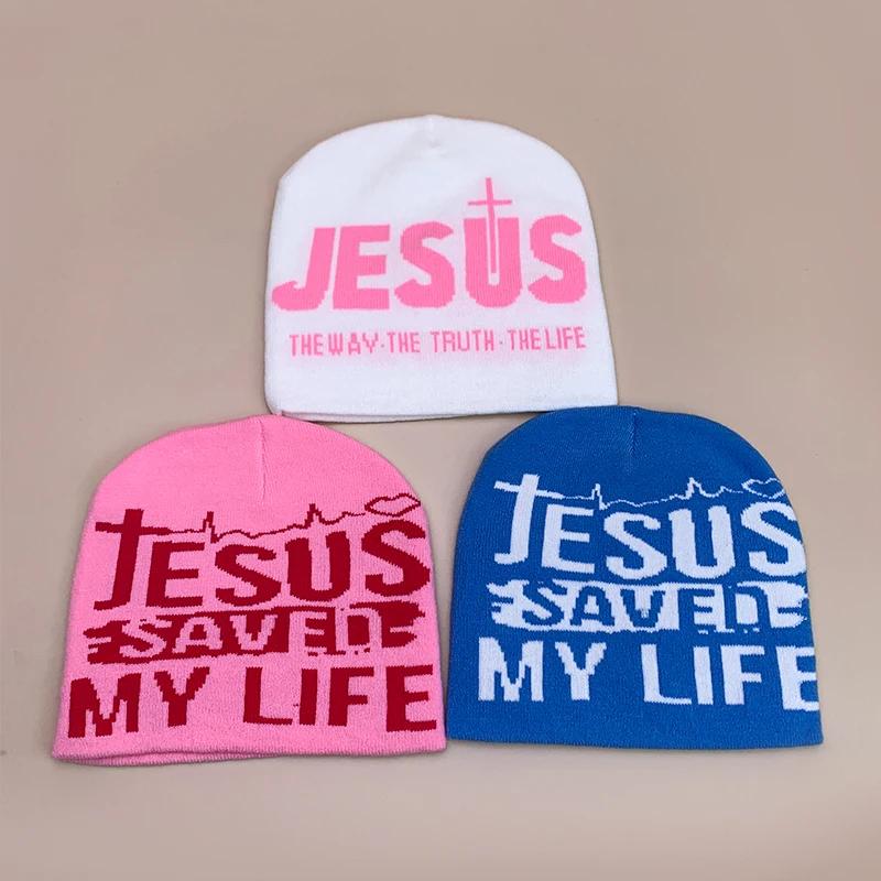 Y2K Letter Cross Street Wool Knitted Hats Autumn And Winter Hip Hop Warm Personal Comfortable Versatile Fashion Jacquard Weave