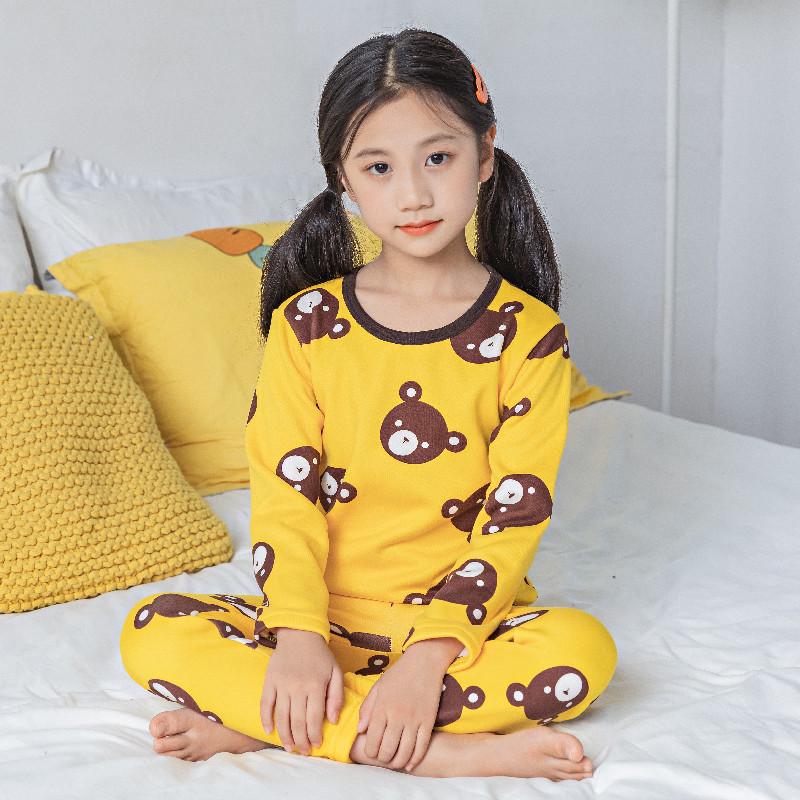 Sada dětského plyšového termoprádla - Chlapecký a dívčí teplý podzimní/zimní dvoudílný oblek