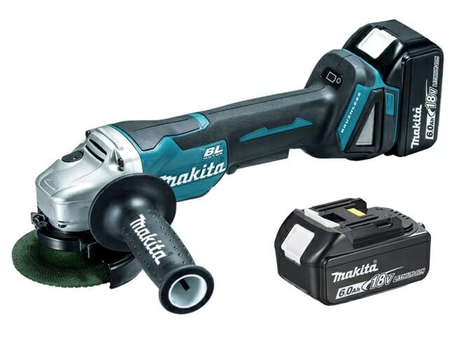 Makita 100mm Cordless Angle 18V with 2 and Case Grinder, 6Ah, Batteries, Charger, (GA408DRGX)