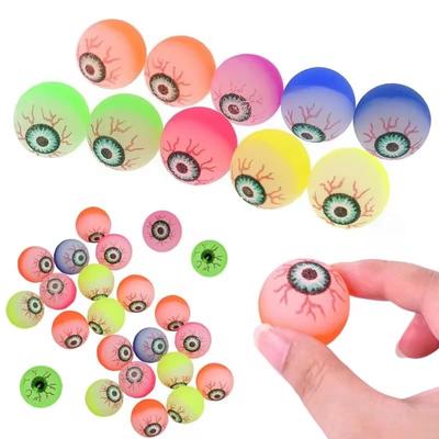 6/12 Pcs Assorted Exploding Eyes Bouncy Balls Halloween Themed Colorful Elasticity Rubber Jumping Toys for Prom Gifts