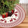 VIKAMA Red Christmas Tree Skirt Reindeer Pine Branches Snowflake Silhouette Christmas Tree Skirt Cushion Christmas Decoration