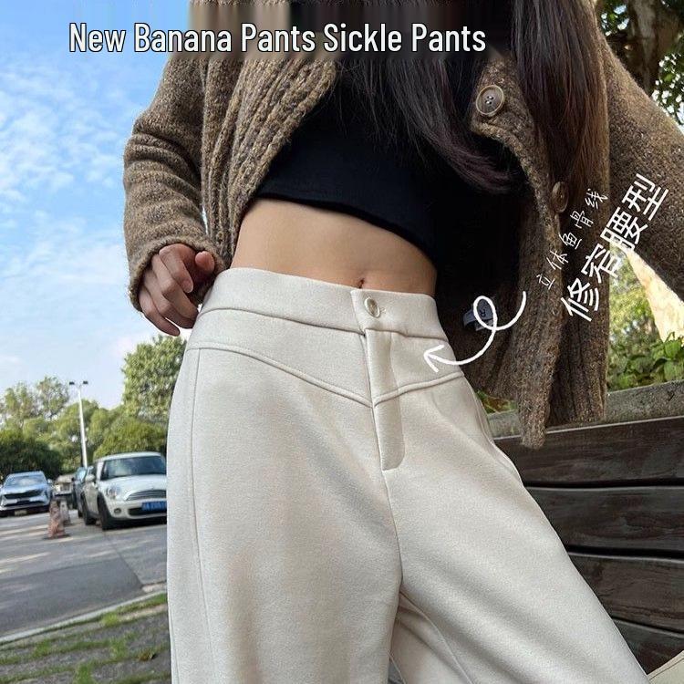 

Women s High Waist Woolen Wide Leg Pants - Autumn/Winter Style, Floor-Length, Straight Leg, Loose Fit M абрикосовий/білий