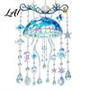 Balcony Hanging Decor Ocean-Themed Wind Chime Decoration Animal Sun Catcher with Faux Crystal Drops Tropical Fish Garden Decoration Stained