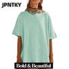 JPNTKY Women's Fashion Casual Solid Color Print 1/2 Sleeves O-Neck  Blouses & Shirts