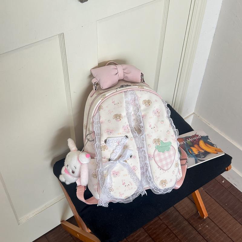 Schultasche neu japanischer Cartoon Schlappohrhase Spitze Rucksack Große Schleife Süße Lolita Ausgehen leichte Schultasche