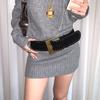 Y2k Rivet Waist Belt Pin Buckle Ultra-wide Waistband  Women Coat Skirt Decoration