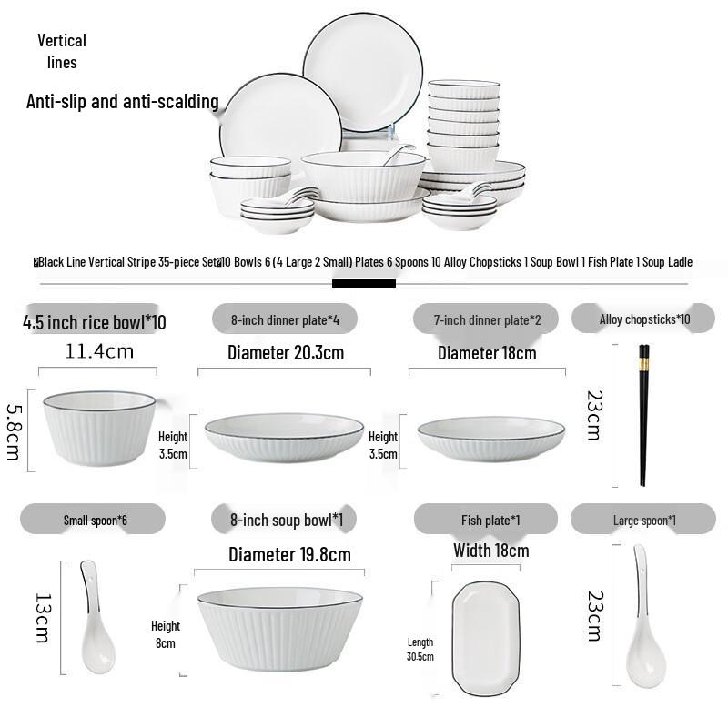 Jingdezhen Ceramic Dinnerware Set 35 Piece Set