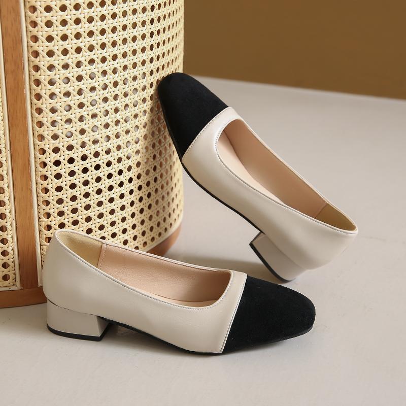 Retro High Heels Sandals For Women Dress Shoes Closed Square Toe Mules Elegant Low Heels Pumps Wedding Shoe Casual Flat Shoes 42