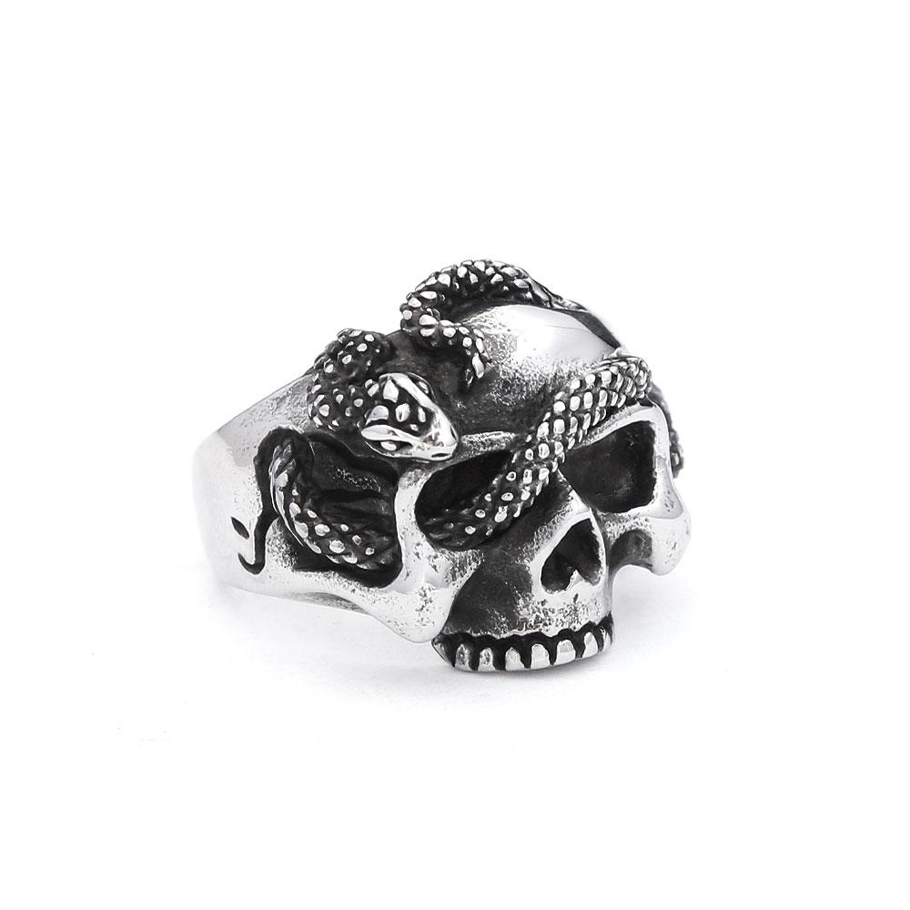 Vintage Gothic 316L Stainless Steel Skull Rings For Men Women Punk Hip Hop Motorcycle Band Jewelry Halloween Gifts