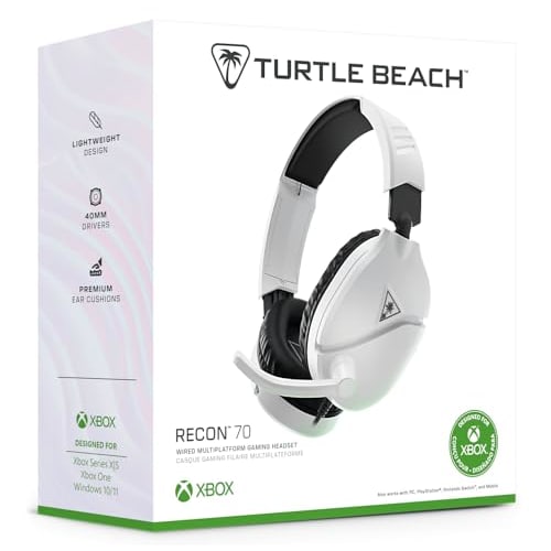 [APEX ALGS Sponsored] TURTLE BEACH Recon 70 X 2024 Gaming Headset, White, Ultra-Lightweight (230g), Multi-Platform, Wired Headphones with Mic, 3.5mm H